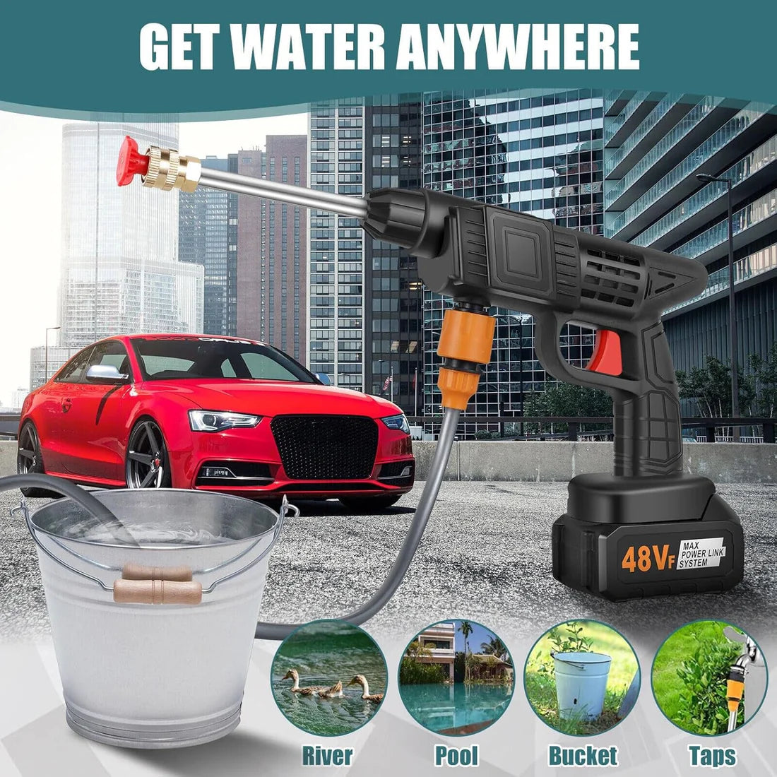 Double Battery 48V Electric Car Washer Gun