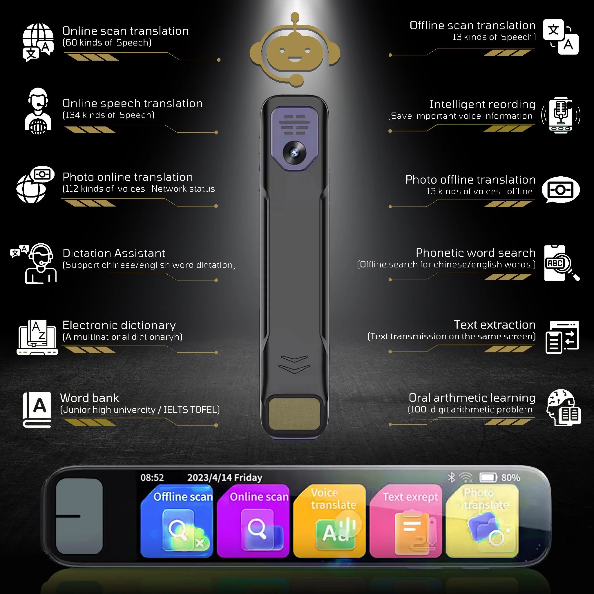 AI Scanning Smart Pen – Instant AI Answers, Offline Translation & More