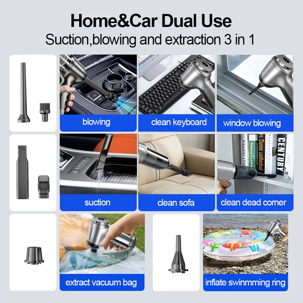 Car Vacuum Cleaner Powerful Wireless Car Vacuum Cleaner 95000PA Strong Suction Handheld Wireless Vehicle Vacuum Cleaner for Car
