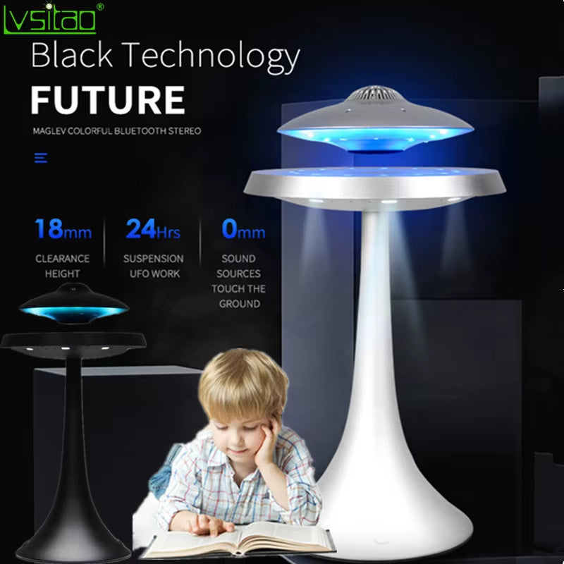 Magnetic Suspension Levitating Led Table Lamp with UFO Speaker Bluetooth Surround Sound BT Speaker Creative Gifts Night Lights