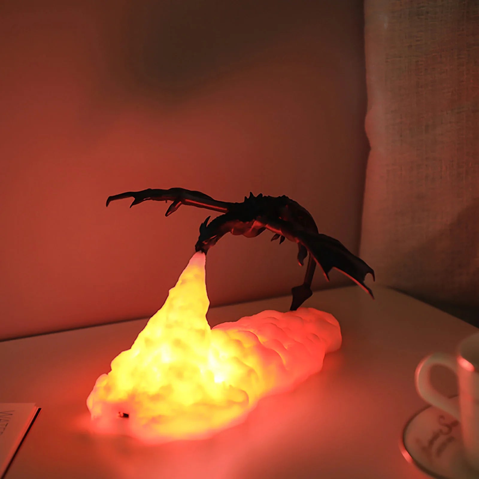 3D Printed Fire Dragon Night Light, Rechargeable LED Lights, Camping Table Lamp for Kids Adult Gifts Bedroom E-Sport Home Decor