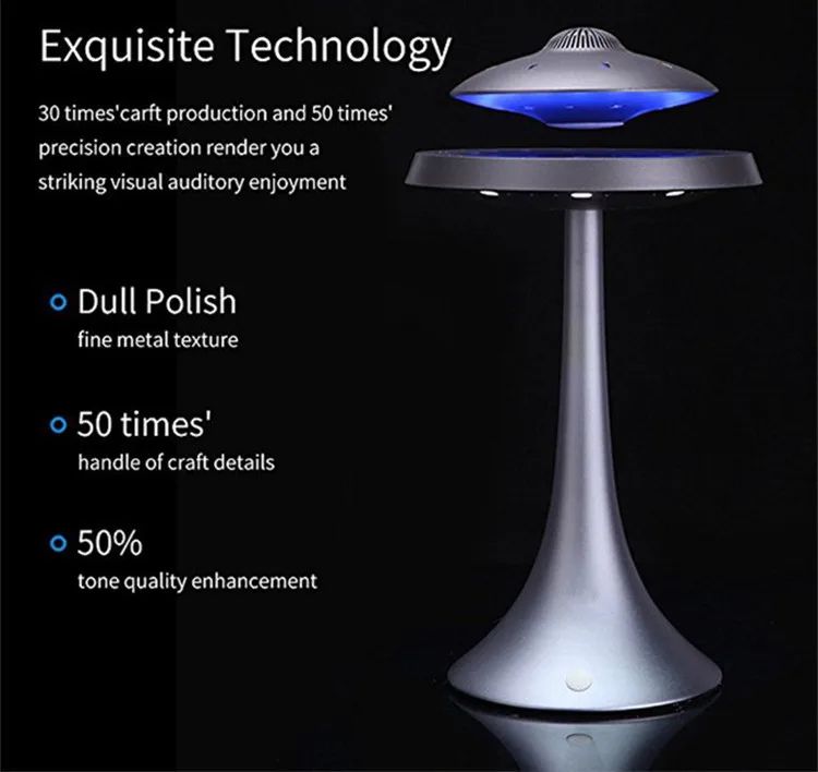 Magnetic Suspension Levitating Led Table Lamp with UFO Speaker Bluetooth Surround Sound BT Speaker Creative Gifts Night Lights