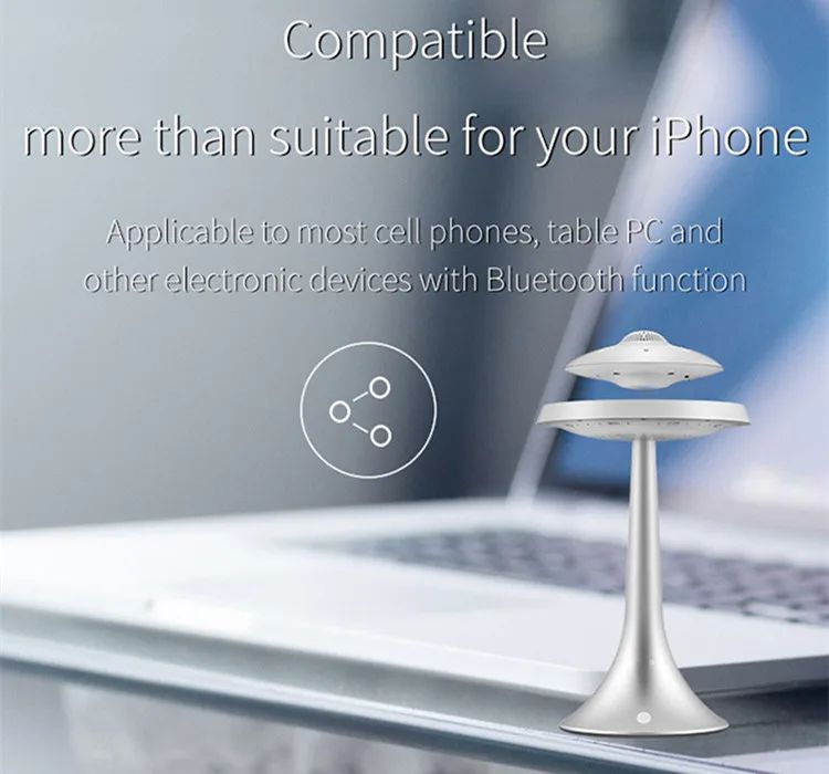 Magnetic Suspension Levitating Led Table Lamp with UFO Speaker Bluetooth Surround Sound BT Speaker Creative Gifts Night Lights